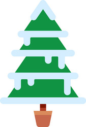 potted evergreen christmas tree covered with snow vector image