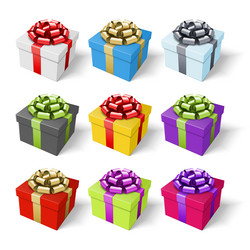 square gift boxes tied with ribbon vector