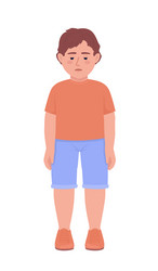 upset little boy semi flat color character vector