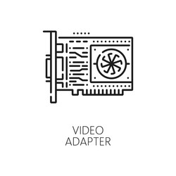 video adapter line icon gpu computer hardware vector image
