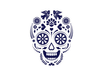 Day of the Dead Sugar Skull Background Vector Image