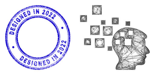 grunge designed in 2022 stamp and network vector image