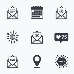 mail envelope icons message document symbols vector image