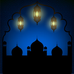 Mosque and lanterns vector