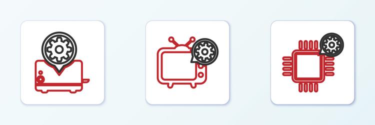 set line processor setting toaster and tv icon vector image