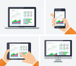 flat infographic with graphs and charts vector