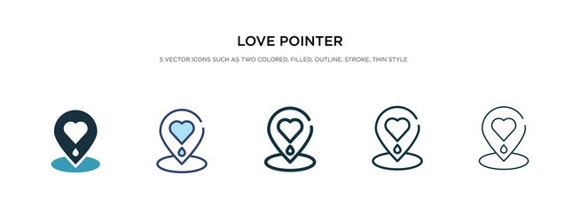 Love pointer icon in different style two colored vector