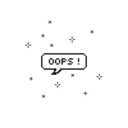 oops in speech bubble 8 bit pixel art vector