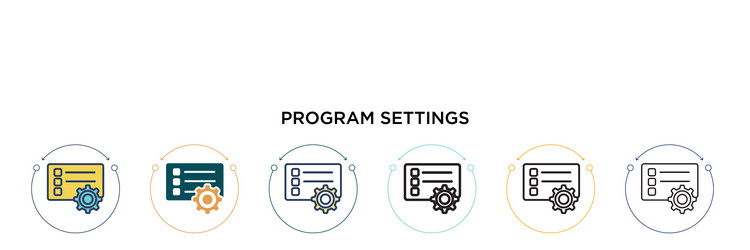 program settings icon in filled thin line outline vector image
