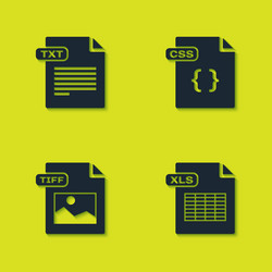 Set txt file document xls tiff and css icon vector