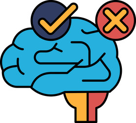a brain with check mark on it and an x vector image