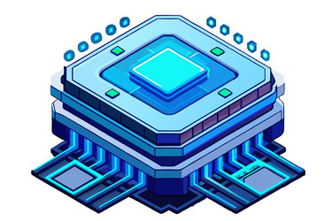 digital microchip with glowing circuit board vector image