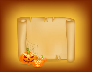 halloween banner card with empty paper scroll vector image