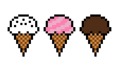 pixel ice cream set image for 8 bit game assets vector