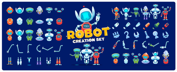 Robot creation kit cartoon character constructor vector