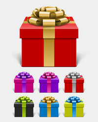 Square gift boxes tied with ribbon vector