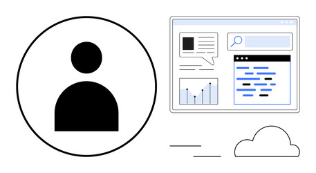 user profile management with data dashboard vector image