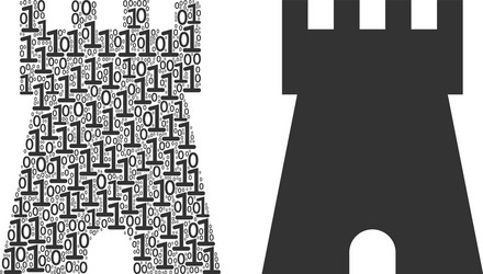 bulwark tower collage of binary digits vector image