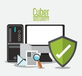 Cyber security system computer design vector