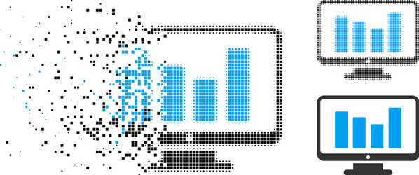 dissipated pixelated halftone bar chart monitoring vector image