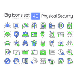 physical security line color icons set vector image