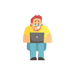 programmer sitting working on lap top funny vector image