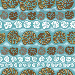 seamless pattern with shells on a green background vector image