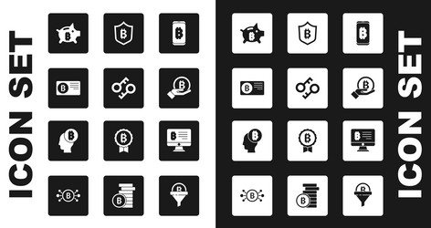 set mining bitcoin from mobile cryptocurrency key vector image