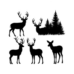 silhouettes reindeers image Vector Image