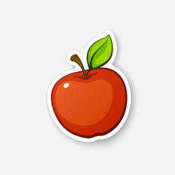 Red apple with stem and leaf Royalty Free Vector Image