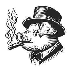 Elegant Pig in Top Hat Vector Image
