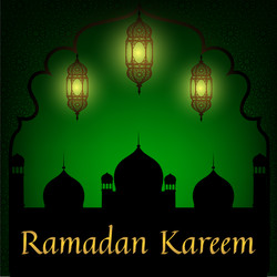 mosque and lanterns vector