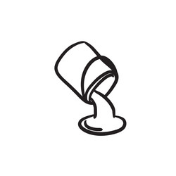 Paint pouring from bucket sketch icon vector