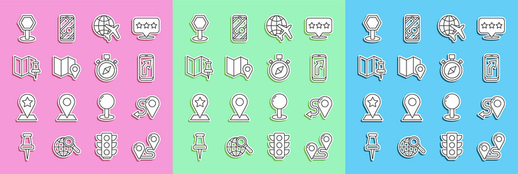 set line route location city map navigation vector image