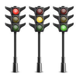 Black traffic lights on pole vector