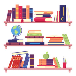 Bookshelf with Books and Objects vector image