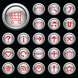 Shiny Button Set with Icons vector image