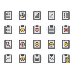 Clipboard related icon and symbol set in color vector