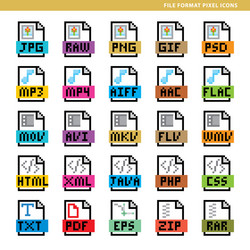 File format pixel icons vector