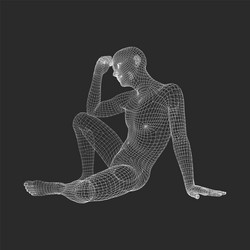 Man in a thinker pose 3d model geometric vector