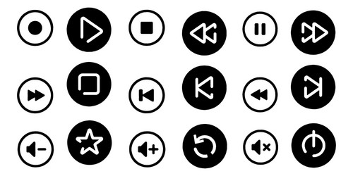 Play and pause buttons icons set vector