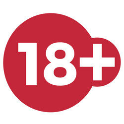 Red drop icon circle with age limit vector