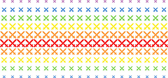 crossing swords shape halftone spectrum grid vector image