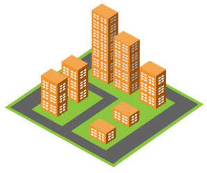 Isometric urban architecture block building vector