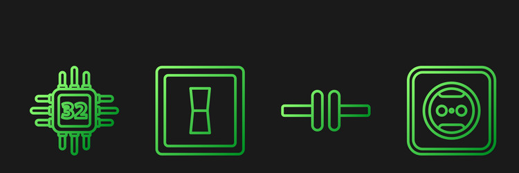 set line electric circuit scheme processor vector image