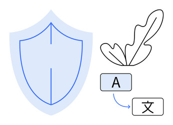 shield with leaf language concept multiple vector image