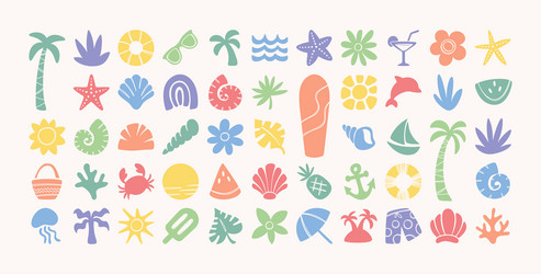 summer sunny beach vacation boho design elements Vector Image