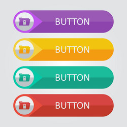 flat buttons with folder lock icon vector image