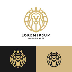 Lion Crown Emblem - Round Circle Logo Vector Image