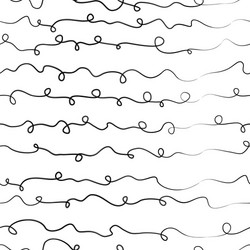 wavy lines seamless pattern with loops hand drawn vector image